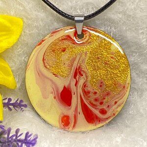 Hand Painted Iridescent Pendant Necklace